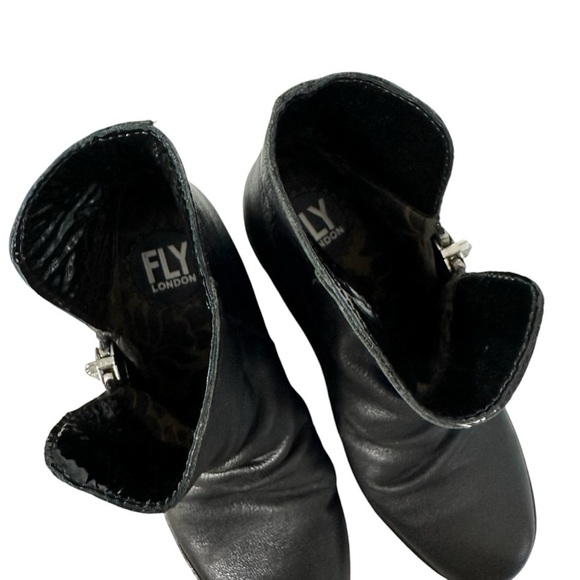 FLY London Leather Wedge Ankle Boots - Yoxi, Black, EU 36, US size 5.5 - Picture 6 of 11